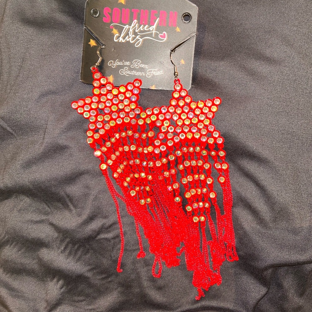 Southern Fried Chics Red Star Earrings
